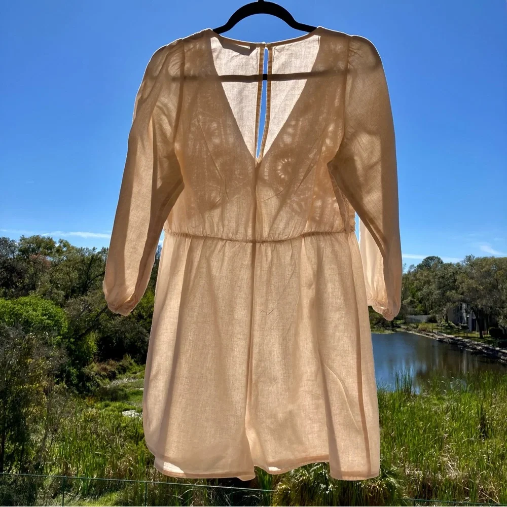 ZARA Crochet Embroidered Romper Short Jumpsuit Cream Ecru Size S